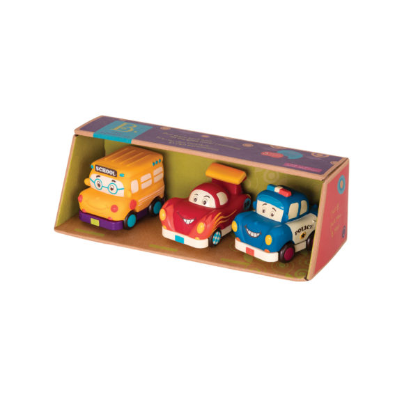 Set de 3 mini voitures avec bus jaune - Mini Wheeee-is set police car, bus and race car