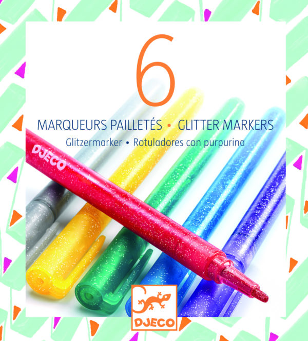 6 marqueurs pailletés - classique
