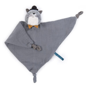 Doudou lange chat gris clair Fernand Les Moustaches