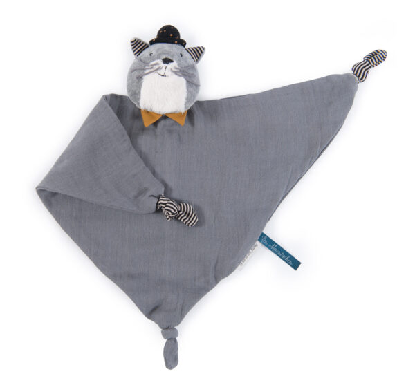 Doudou lange chat gris clair Fernand Les Moustaches