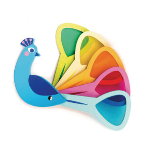 Tender Leaf Premier Âge: COULEURS DE PAON 19,5x4,5x10,2cm, avec canard, 5 plumes de queue avec de l'acrylique coloré pour voir le monde en différentes  couleurs, en bois, en boîte 19,2x5x22cm, 18m+