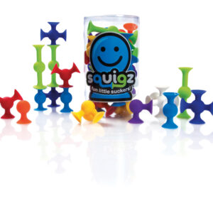 Fat Brain Toys: SQUIGZ - set de départ avec 24 pièces, en silicone, en tube diam.11x19cm, 3+