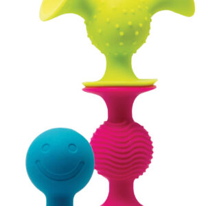 Fat Brain Toys: PIP SQUIGZ diam.5x7-10cm, set de 3, avec hochet, en silicone, en blister, 6m+