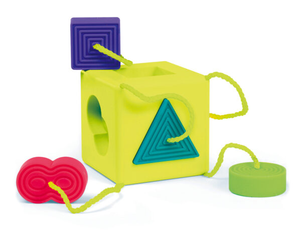 Fat Brain Toys: OOMBEECUBE boîte à formes 9.5x9.5x9.5cm, en plastique ABS et silicone, en boîte fenêtre, 10m+