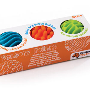 Fat Brain Toys: SENSORY ROLLERS diam.6.35cm, set de 3 couleurs, en silicone, 6m+
