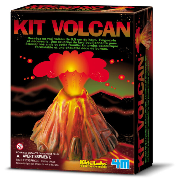 4M Kidzlabs: VOLCAN A MOULER EN PLATRE/ EMBALLAGE  F R A N C A I S, puis faire entrer en éruption avec vinaigre + poudre à lever (baking powder) (non-incl.), 8+