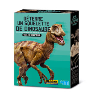 4M Kidzlabs: DETERRE-TON-DINOSAURE (Velociraptor) / EMBALLAGE  F R A N C A I S, squelette dans un bloc de plâtre, boîte 17x22x6cm, 8+
