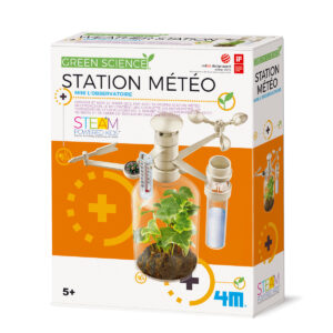 4M Kidzlabs GREEN SCIENCE: STATION METEO / EMBALLAGE  F R A N C A I S, contient une station météorologique (a assemblé), vis, thermomètre, boussole et des instructions détaillées, boîte 22x17x6cm, 5+