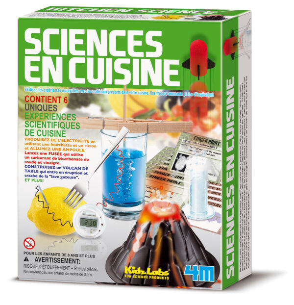 4M Kidzlabs SCIENCE: SCIENCES EN CUISINE / EMBALLAGE  F R A N C A I S, contient 6 expériences de cuisine, instructions détaillées incluses, boîte 17x22x6 cm, 8+