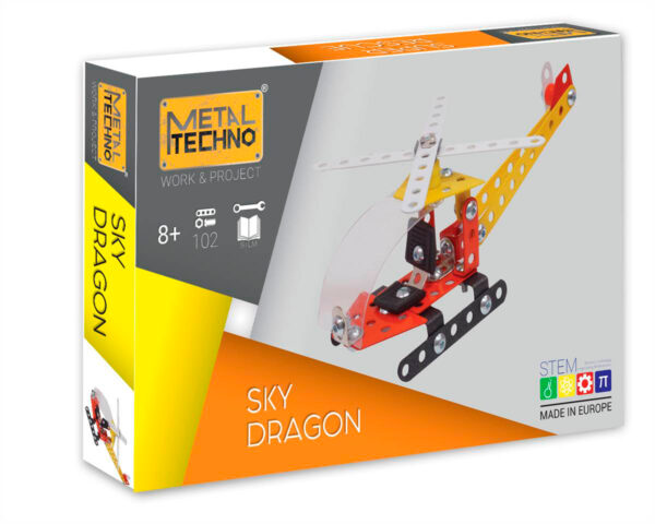 Metal Techno S: SKY DRAGON Hélicoptère de sauvetage 5x17,5x7cm, 100 pièces,  boîte 25,5x16x5,5cm, 8+