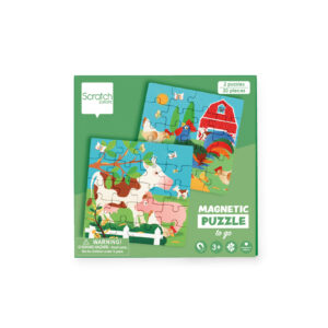 Scratch Puzzle Magnétique: LIVRE DE PUZZLE MAGNÉTIQUE EN ROUTE - FERME 18x18x1.5cm (plié), 54x18x0.5cm (déplié), avec 2 puzzles magnétiques de 20 pièces, 3+
