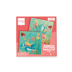 Scratch Puzzle Magnétique: LIVRE DE PUZZLE MAGNÉTIQUE EN ROUTE - SIRÈNES 18x18x1.5cm (plié), 54x18x0.5cm (déplié), avec 2 puzzles magnétiques de 20 pièces, 3+