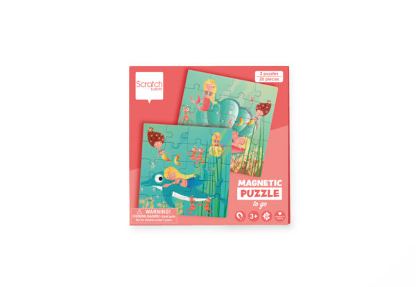 Scratch Puzzle Magnétique: LIVRE DE PUZZLE MAGNÉTIQUE EN ROUTE - SIRÈNES 18x18x1.5cm (plié), 54x18x0.5cm (déplié), avec 2 puzzles magnétiques de 20 pièces, 3+