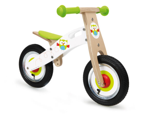 Scratch Mobilité: BALANCE: DRAISIENNE small - HIBOU 66x37x44cm, avec hauteur de l'assise réglable H29-40cm et limitation de l'angle de braquage H45cm, en boîte 44x29x17cm, 2+
