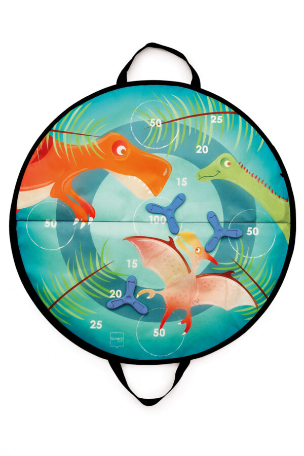 Scratch Active Play: DISKER GAME magnétique / Dinosaure diam.60cm, avec 3 diskers magnétiques, sur carte 61x31x2cm, 3+