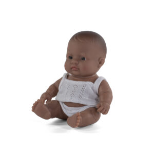 ML Poupées: POUPEE BEBE GARCON LATINO-AMERICAIN 21cm, parfumée vanille, imperméable, poupée sexuée, en résine en boîte cadeau. Made in Spain, 10m+