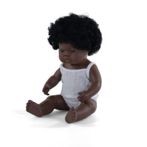 ML Poupées: POUPEE FILLE AFRICAINE 38cm, parfumée vanille, imperméable, poupée  sexuée, en résine, en boîte cadeau. Made in Spain, 10m+